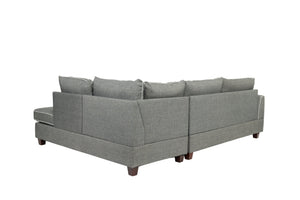 English Elm Beautiful 3-pcs Sectional Sofa with Reversible Chaise and Storage Ottoman Plush Summer Hues Comfort Steel Gray 76 L x 35 W x 16 H B011S01054