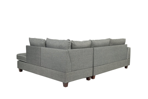 English Elm Beautiful 3-pcs Sectional Sofa with Reversible Chaise and Storage Ottoman Plush Summer Hues Comfort Steel Gray 76 L x 35 W x 16 H B011S01054