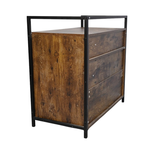 English Elm Rustic Wooden Cat Litter Box Enclosure with Scratching Mat, Rustic Brown Industrial Cat Hideaway 31.9"x17.7"x31.4" W1412P271588