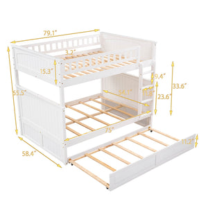 English Elm Full Over Bunk Bed with Trundle Solid Pine Wood Kids Bedroom Sleeper LT000044AAK-1