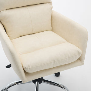 English Elm Artificial Pu Leather Office Chair Ergonomic Foam Cushion Adjustable Height Modern Desk Seat White W2311P409613