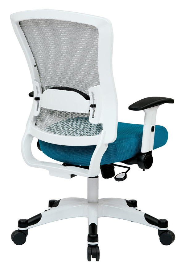 OSP Home Furnishings White Frame Ergonomic Mesh Manager Chair with Lumbar Support for Executive Office Use 317W-W1C1F2W-7