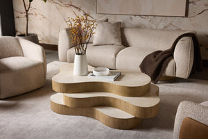Sunpan GEDDES Modernist Coffee Table – Hand-Finished Concrete, Textured Faux Stone, Stylish Indoor & Outdoor Use 112222