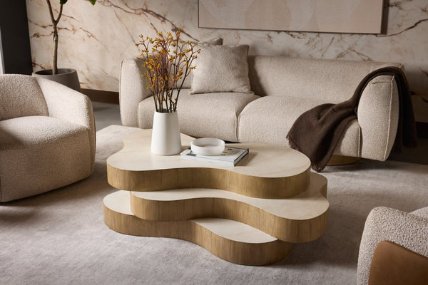 Sunpan GEDDES Modernist Coffee Table – Hand-Finished Concrete, Textured Faux Stone, Stylish Indoor & Outdoor Use 112222