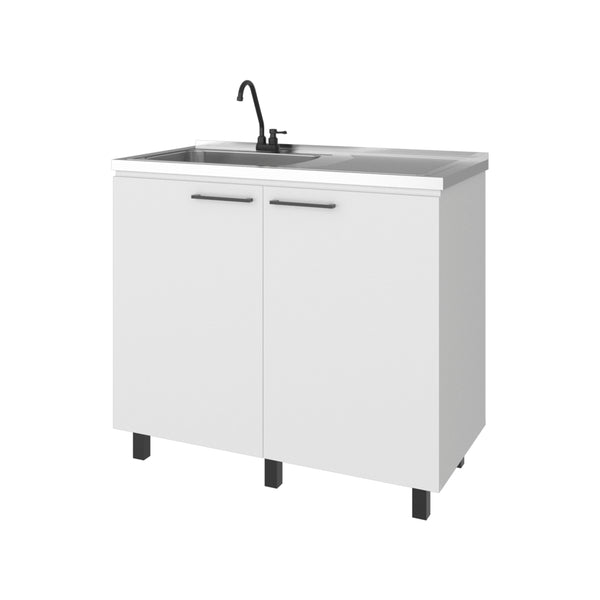 English Elm Utility Sink Base Cabinet with Two Doors Shelved Storage White Oak Laundry Room B097S00263