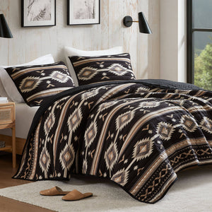 English Elm 3-piece Full Queen Quilt Set Knit Face Microfiber Reverse Farmhouse Bedroom Bedding B035P482965