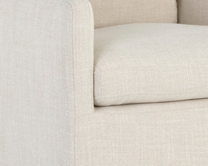 Sunpan GLENROSE Wheeled Dining Armchair in Effie Linen - Elegant Comfort with Mobility & Timeless Style 106570V