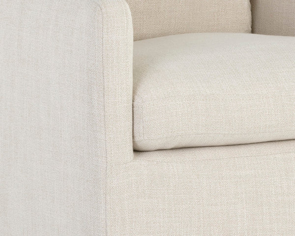 Sunpan GLENROSE Wheeled Dining Armchair in Effie Linen - Elegant Comfort with Mobility & Timeless Style 106570V