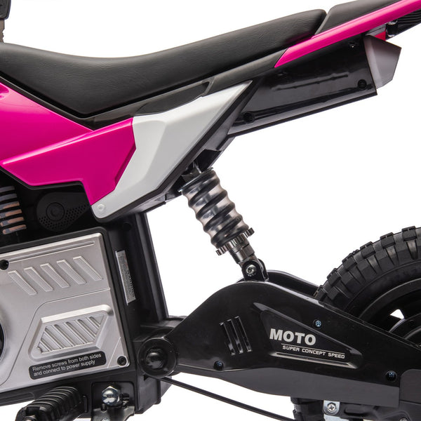 English Elm 24v Kids Electric Motocross Motorcycle 200w Hub Motor Suspension Led Bluetooth Audio Pink W1578P225049