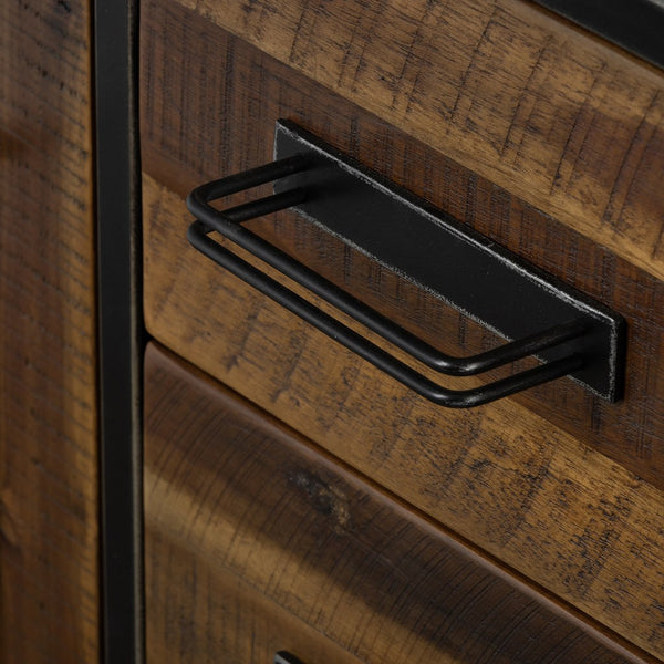 English Elm Dorvelle Rustic Acacia Buffet Cabinet 57" Wide Brown Wood & Metal with Soft-Close Drawers, 57"W B2736P354316