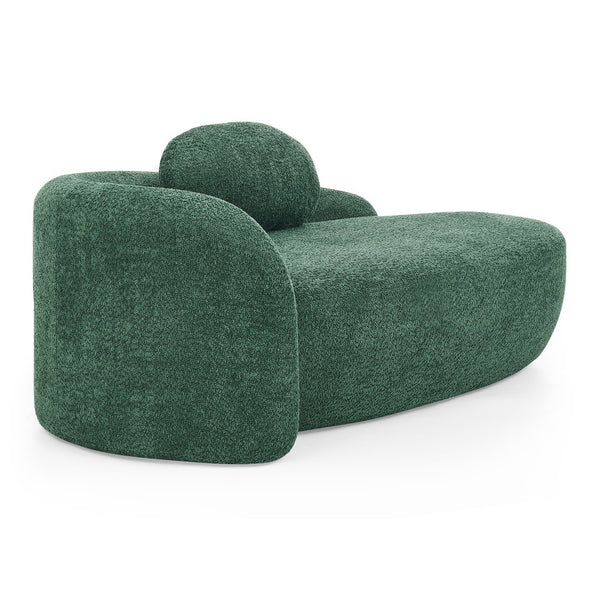 English Elm Modern Oval Bouclé Lounge Chair with Sculpted Armrest for Bedroom or Living Room Green W487P456127