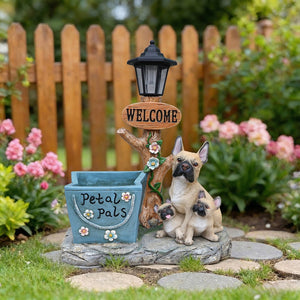 English Elm Labrador Solar Garden Statue with Led Glow and Built-in Succulent Planter Basin W5398P464246