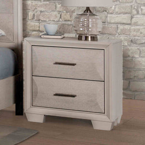 English Elm Transitional Solid Wood Nightstand with Dovetail Drawers and Felt Lining for Bedroom White Oak B2741P435294