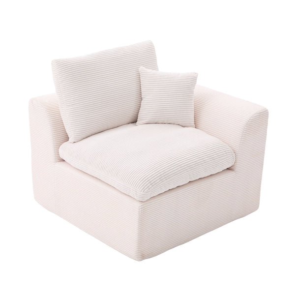 English Elm UNITED Cloud Couch Modular Sectional Sofa with Corduroy Cover, Ergonomic 2-Seater, No Assembly Needed Beige W1568P371117