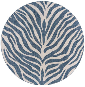 Unique Loom Outdoor Safari Tsavo Machine Made Animal Print Rug Blue, Ivory 10' 0" x 10' 0"
