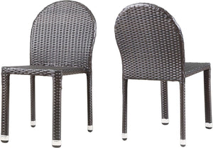 English Elm Christopher Knight Home® - AURORA Armless Wicker Dining Chair Set - Brown Multi PE Rattan on Aluminum, Stackable Weather-Resistant Pair N776P605572M