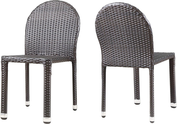 English Elm Christopher Knight Home® - AURORA Armless Wicker Dining Chair Set - Brown Multi PE Rattan on Aluminum, Stackable Weather-Resistant Pair N776P605572M