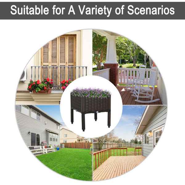 English Elm Outsunny Versatile Raised Garden Bed With Legs - Self-Watering Rattan Planter For Space-Saving Growth W2225P175539-GIGA