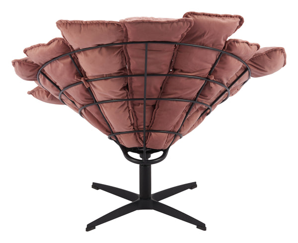 Zuo Modern Kipas Swivel Accent Chair In Luxurious Pink Velvet - Elegant Design For Living Rooms & Lobbies Pink 100% Polyester,Plywood,Steel 110339-zuo-modern