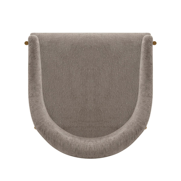 English Elm Lia Metal Chenille Armchair with Brushed Gold Accents, Floating Back Design, Luxurious Comfort Stone Gray B365P397705