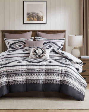 English Elm 8-piece King Comforter Set Herringbone Weave Embroidered Bedding with Euro Shams B035P482959