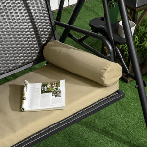 English Elm Outsunny Three Seat Pe Rattan Canopy Patio Swing with Steel Frame for Backyard W2225P174129