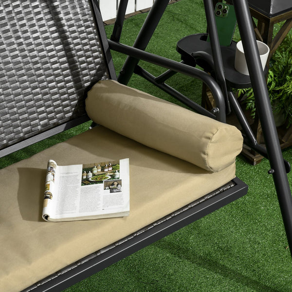 English Elm Outsunny Three Seat Pe Rattan Canopy Patio Swing with Steel Frame for Backyard W2225P174129