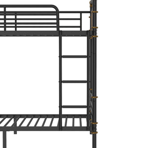 English Elm Quad Bunk Bed Heavy Duty Metal Frame Sleeps Four Kids Convertible Twin Modular W2580S00063
