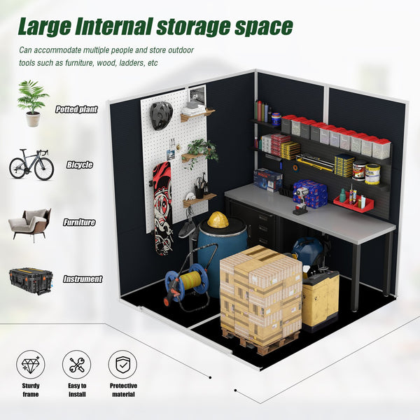 English Elm Campcraft Resin Storage Shed 6x6 Ft with Thick Pp Panels Uv Resistant Lockable W1598S00026