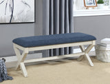 OSP Home Furnishings Monte Carlo Bench Navy, White Wash base