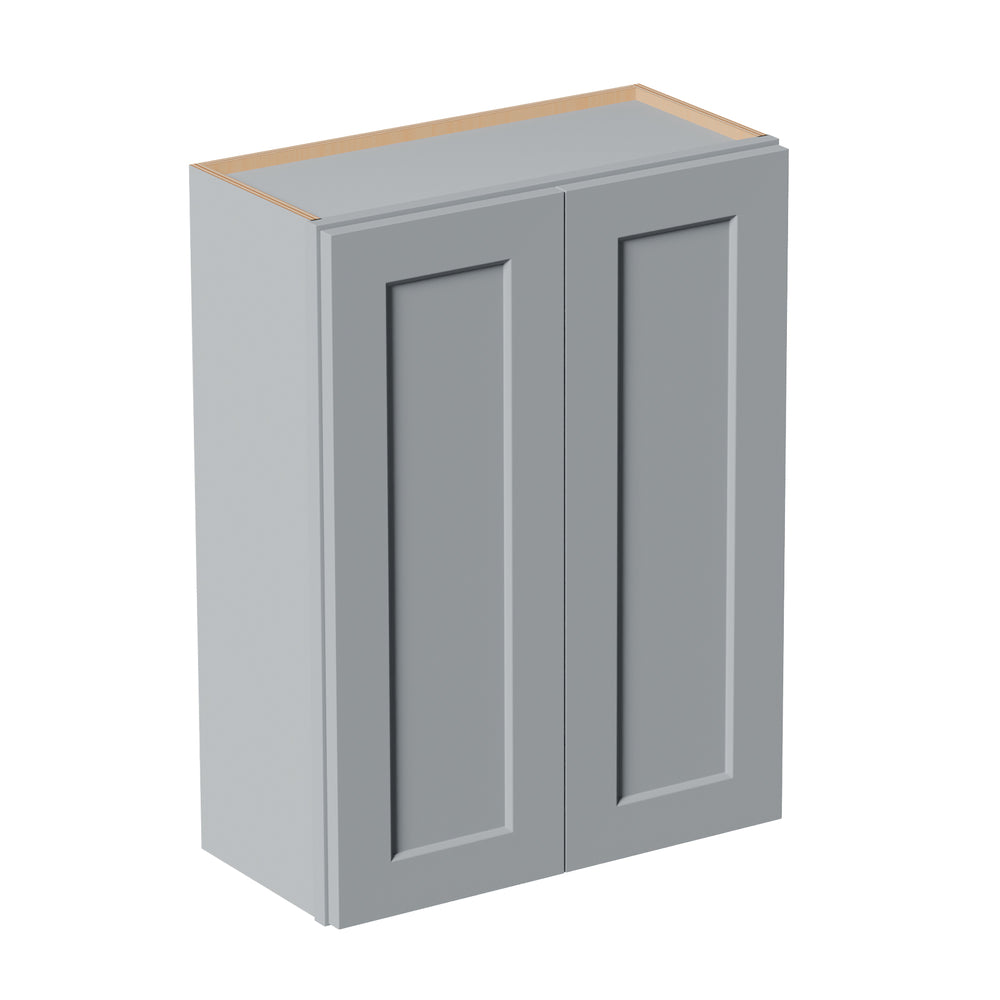 English Elm Gray Shaker Wall Cabinet Solid Wood Double Door Storage with Soft Close Hinges W5662P465941