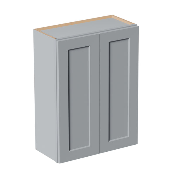 English Elm Gray Shaker Wall Cabinet Solid Wood Double Door Storage with Soft Close Hinges W5662P465941