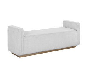Sunpan Odette Modern Bench with Chic Block Design and Antique Brass Stainless Steel Base for Stylish Spaces Ernst Silverstone