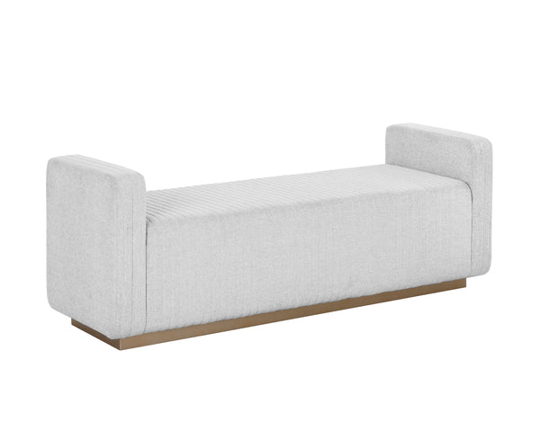 Sunpan Odette Modern Bench with Chic Block Design and Antique Brass Stainless Steel Base for Stylish Spaces Ernst Silverstone