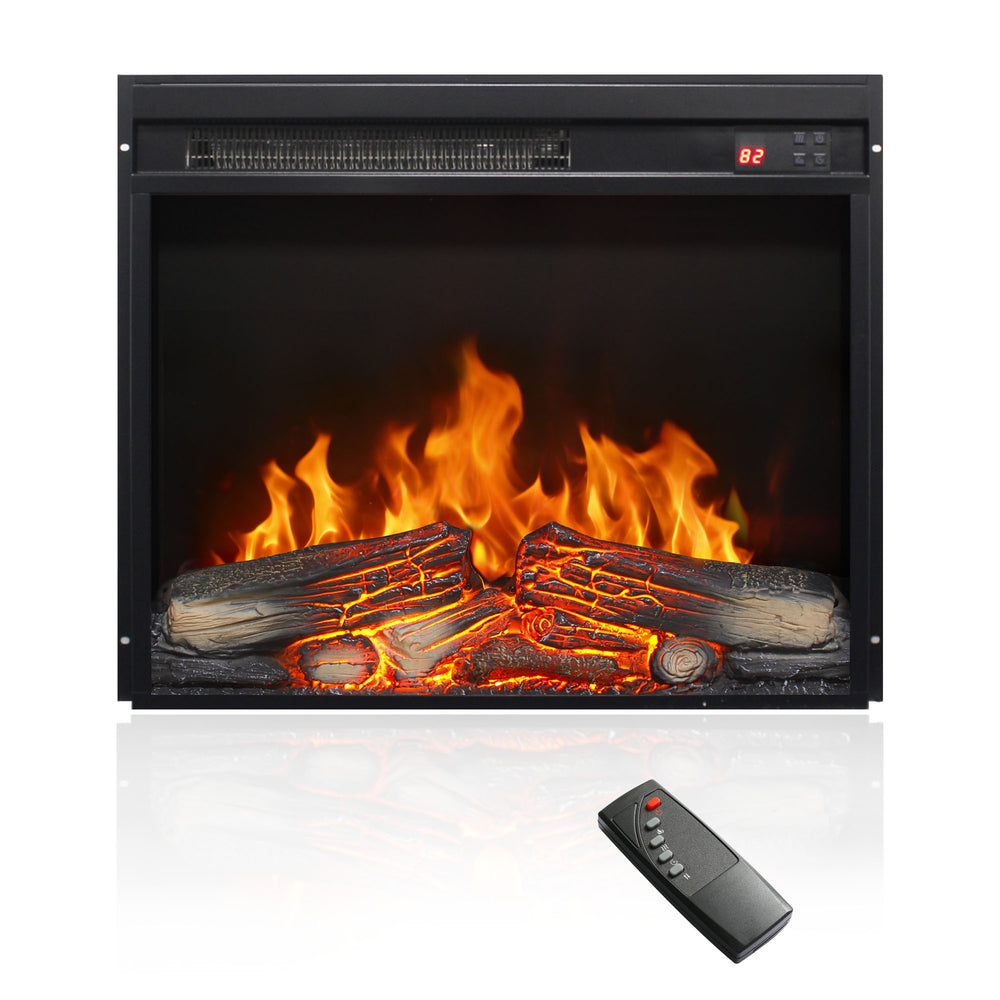 English Elm 23 Inch Electric Fireplace Insert with Led Log Set Infrared Remote and Timer Control W1769P383499