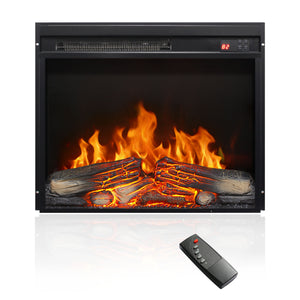 English Elm 23 Inch Electric Fireplace Insert with Led Log Set Infrared Remote and Timer Control W1769P383499