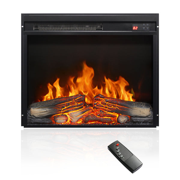 English Elm 23 Inch Electric Fireplace Insert with Led Log Set Infrared Remote and Timer Control W1769P383499