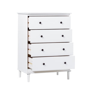 4-Drawer Solid Wood Dresser White BR4DDRWH-T Walker Edison