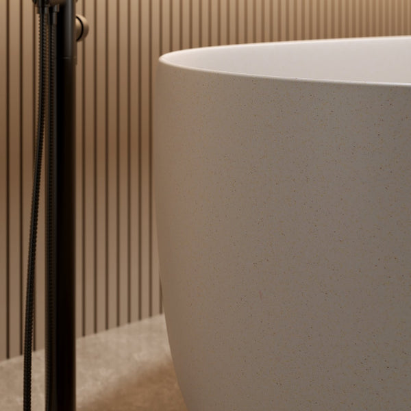 English Elm 47'' Freestanding Stone Resin Soaking Tub Sculpted Solid Surface with Heat Retention Beige W2753P416602