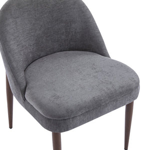 English Elm Christopher Knight Home® - Fabric Chenille Upholstered Iron Dining Chair with Ergonomic Curved Back, Plush Cushioning, Durable Frame Grey,Walnut 27.25 L x 24 W x 22.5 H N776P272026D