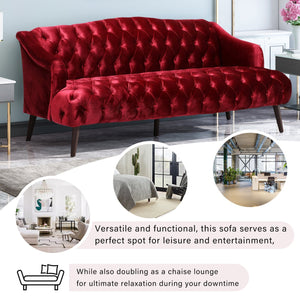 English Elm Comfy Hi-back Three Seat Sofa with Tufted Pu Upholstery and Tapered Birch Legs N760P178601R