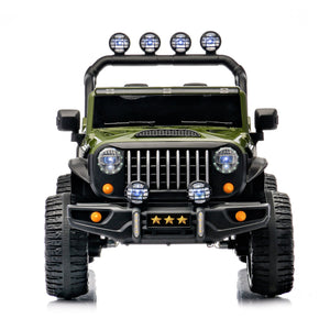 English Elm 24v Two Seat Kids Ride on Car with 4wd Motor Remote Control and Led Lights Green W509P378205