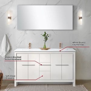 English Elm White Double Bath Vanity With Quartz Top, Rose Gold Faucet & Large Mirror For Modern Bathrooms B2731S01736-GIGA
