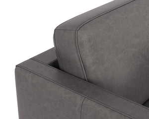 Sunpan Karmelo Armchair - Timeless Italian Design in Luxurious Aniline Leather with Solid Beech Wood Legs Vintage Charcoal Leather