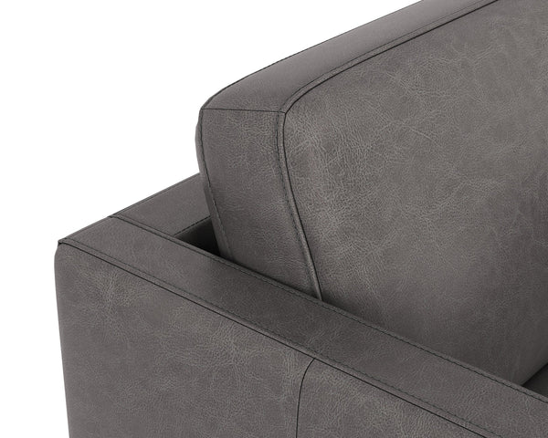 Sunpan Karmelo Armchair - Timeless Italian Design in Luxurious Aniline Leather with Solid Beech Wood Legs Vintage Charcoal Leather