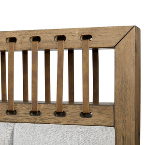 English Elm Queen Upholstered Headboard Bed Walnut Veneer Frame Transitional Bedroom Furniture B2699S00021