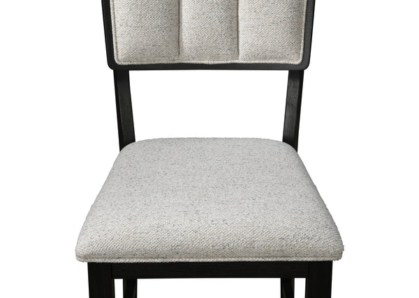 English Elm Set of 2 Light Gray Counter Height Dining Chairs with Textured Fabric, High-Back Comfort & Dark Wood Frames B2741P348879