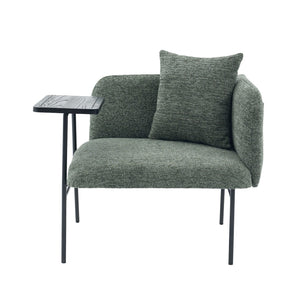 English Elm Leisure Linen Accent Chair with Built-in Side Table Pockets and Lumbar Pillow Modern Emerald W395P453314