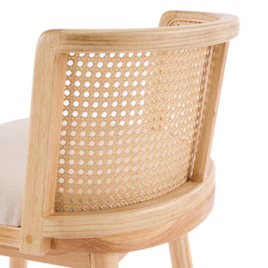 English Elm Talia Rubberwood Counter Stools with Rattan Back Cushioned Seat Scandinavian Set of 2 N775P369555N-S4