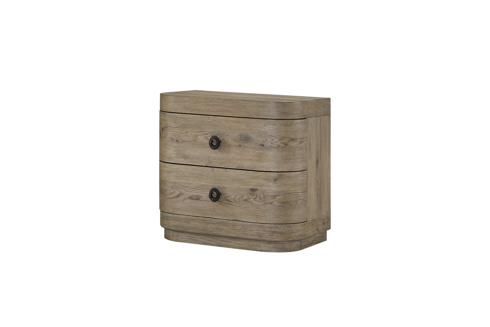 English Elm Large English Knotty Oak 2-Drawer Nightstand with USB, Felt & Cedar-Lined Drawers, Self-Closing Smoothness B2699P409527